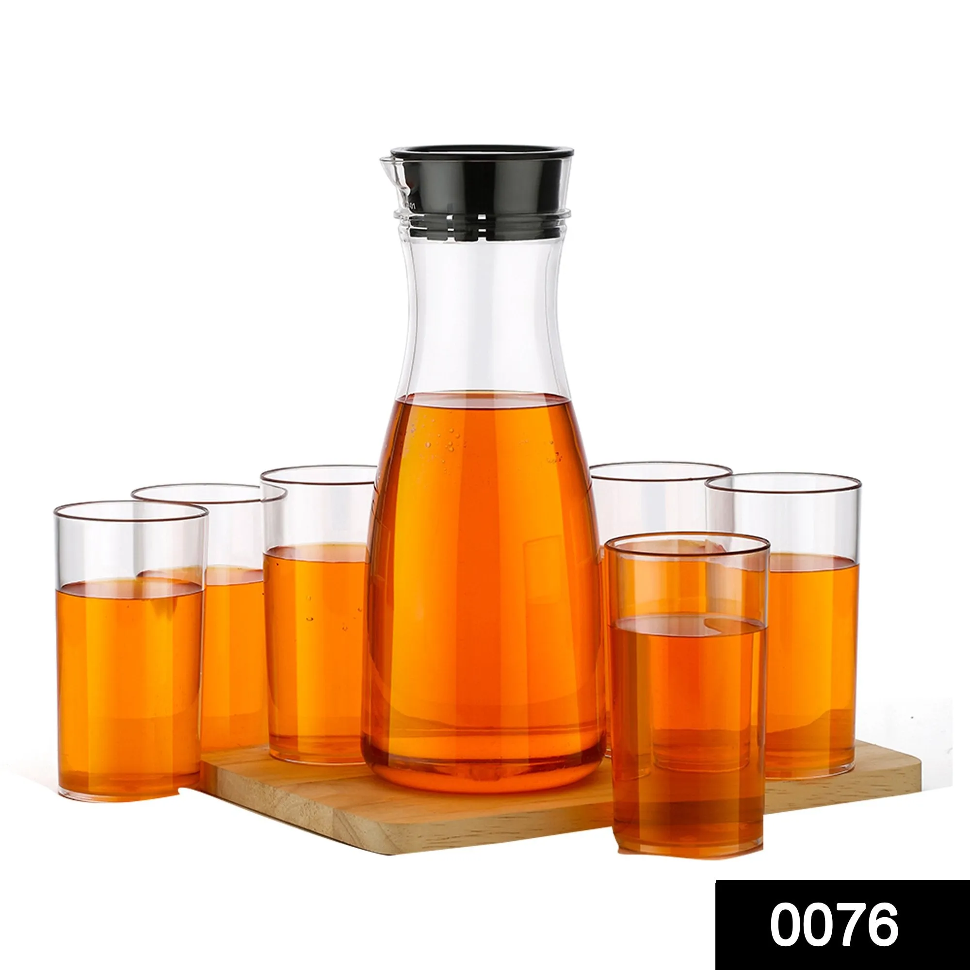 076_Transparent Unbreakable Water Juicy Jug and 6 Pcs. Glass Combo Set for Dining Table Office Restaurant Pitcher