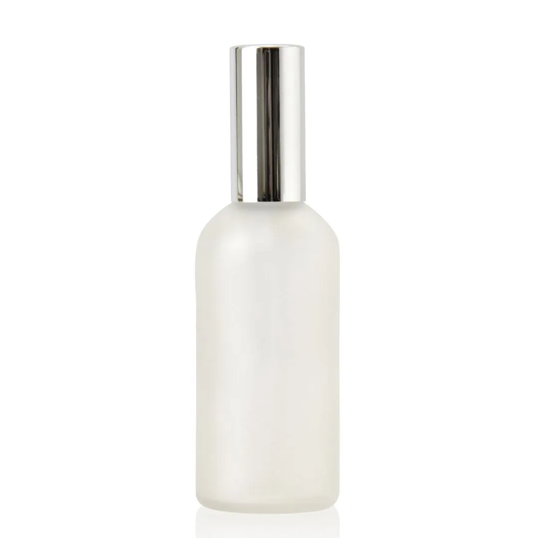 100ml Frosted Glass Spray Bottle (Shiny Silver)