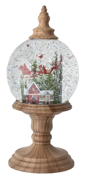 10.5"H LED Light Up Shimmer Santa Globe on Pedestal