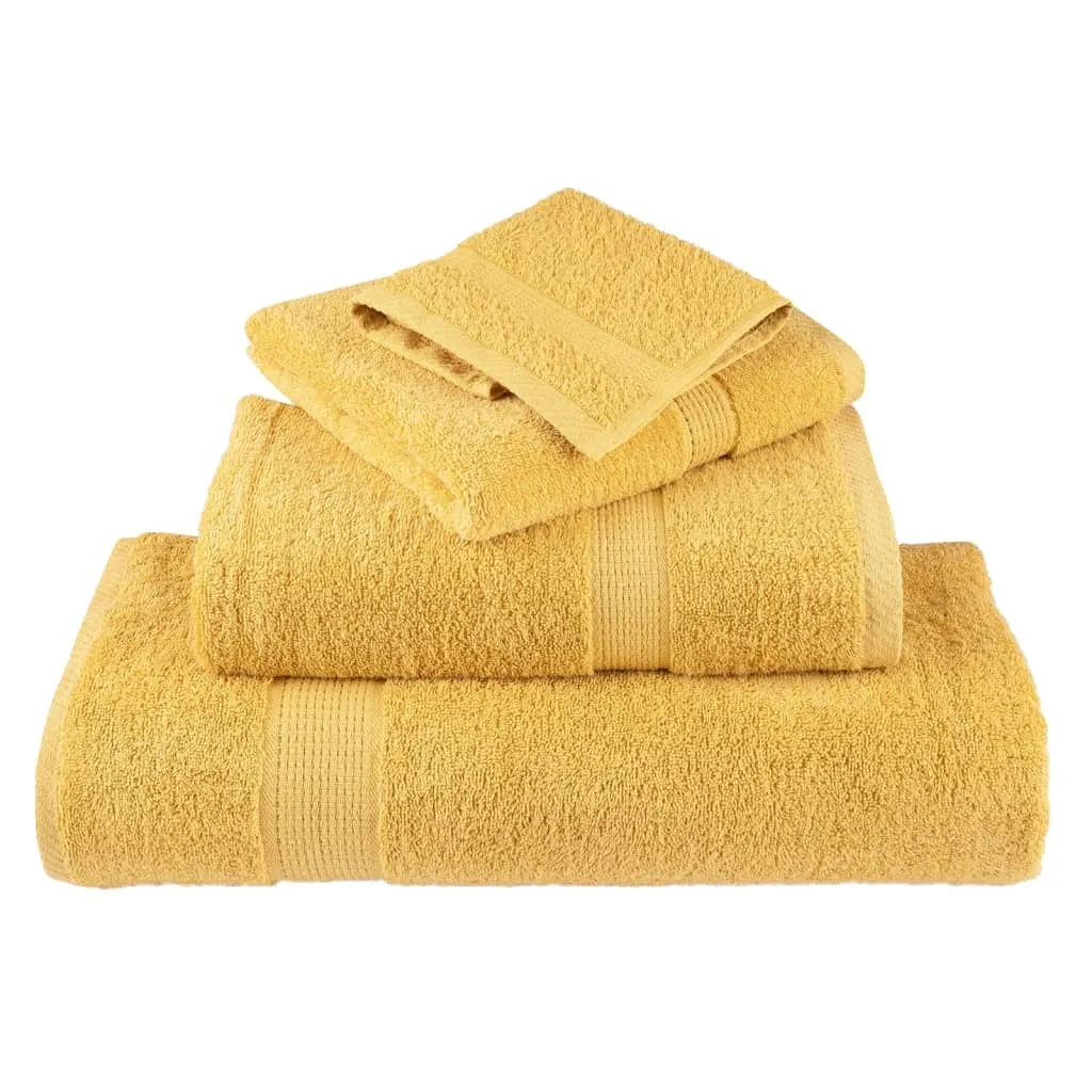 12 Piece Premium Towel Set Gold 600 gsm 100% Cotton