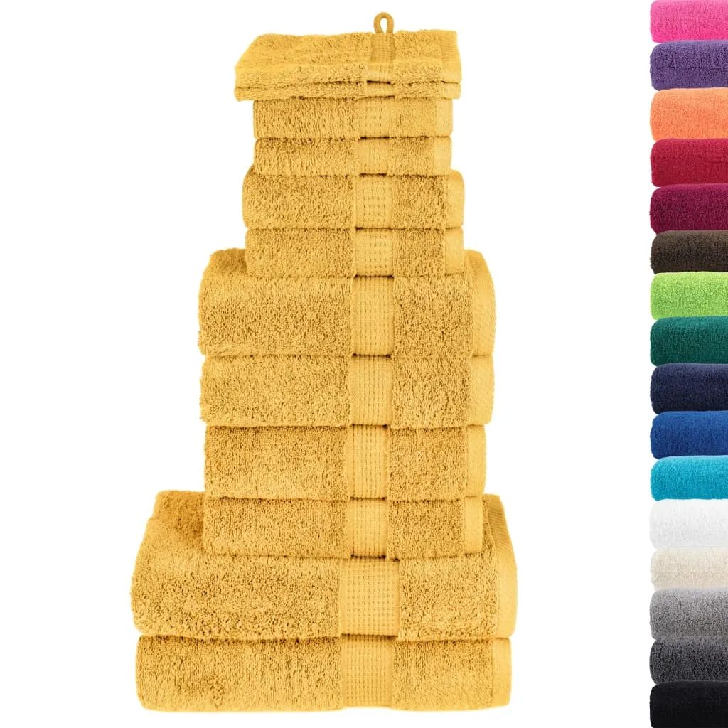 12 Piece Premium Towel Set Gold 600 gsm 100% Cotton