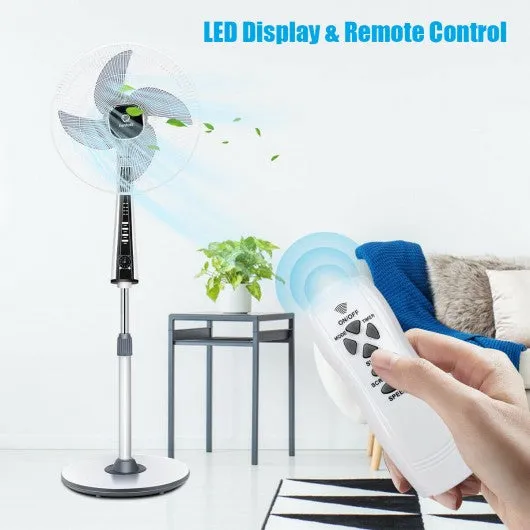 15" 4 Blades 3-Speed Height Adjustable Remote Control Pedestal Fan