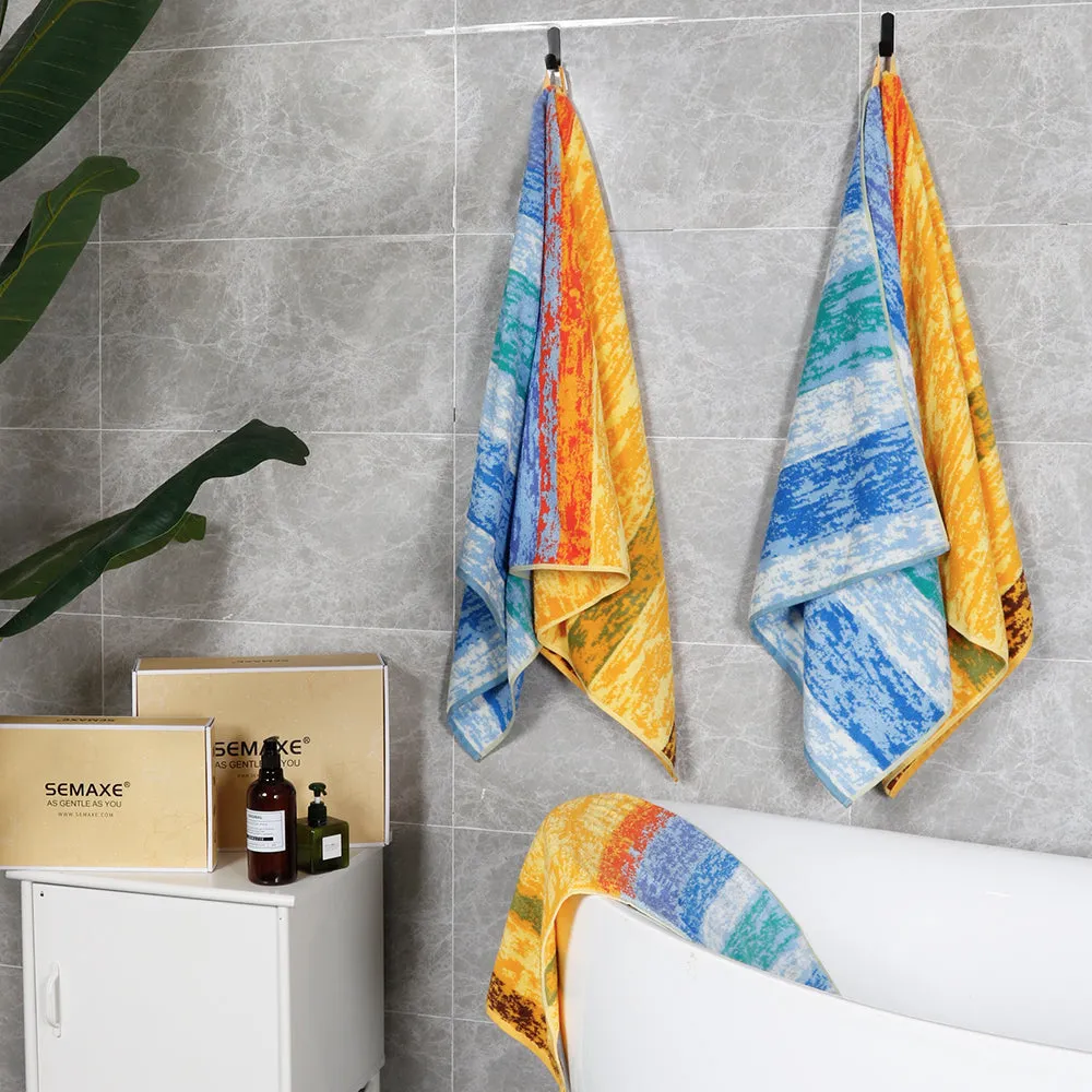 18-piece Combed Cotton Bath Towel Set with Artistic Pattern, Hanging Loop & Lifecycle Label