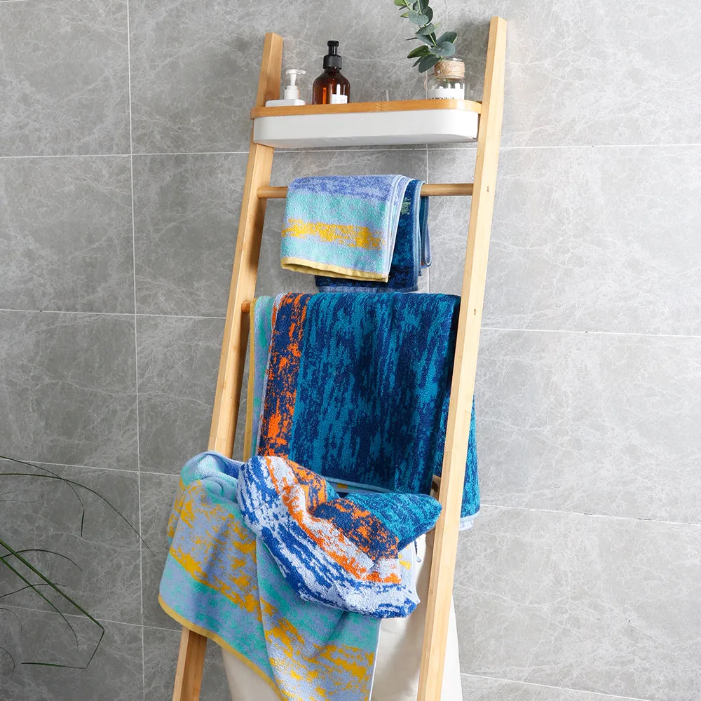 18-piece Combed Cotton Bath Towel Set with Artistic Pattern, Hanging Loop & Lifecycle Label