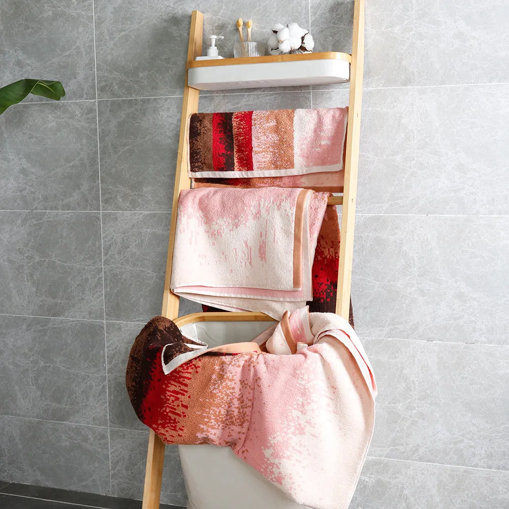 18-piece Combed Cotton Bath Towel Set with Artistic Pattern, Hanging Loop & Lifecycle Label