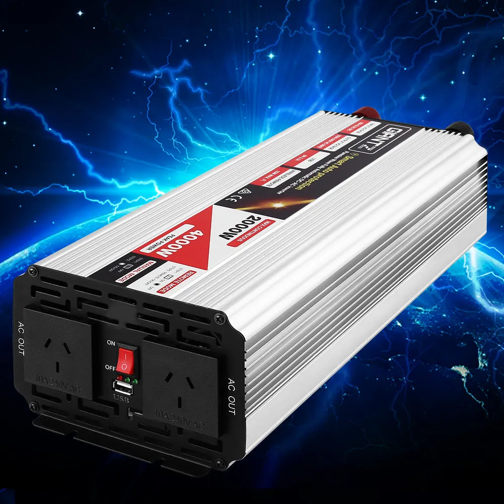 2000W/4000W Pure Sine Wave Inverter, Dual 240V Sockets, Giantz