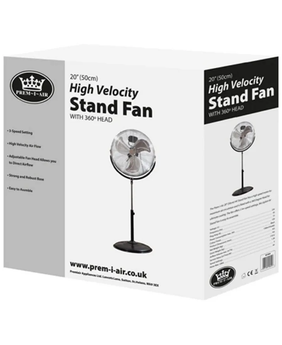 20" Pedestal High Velocity Oscillating Fan with 3 Speeds | Black