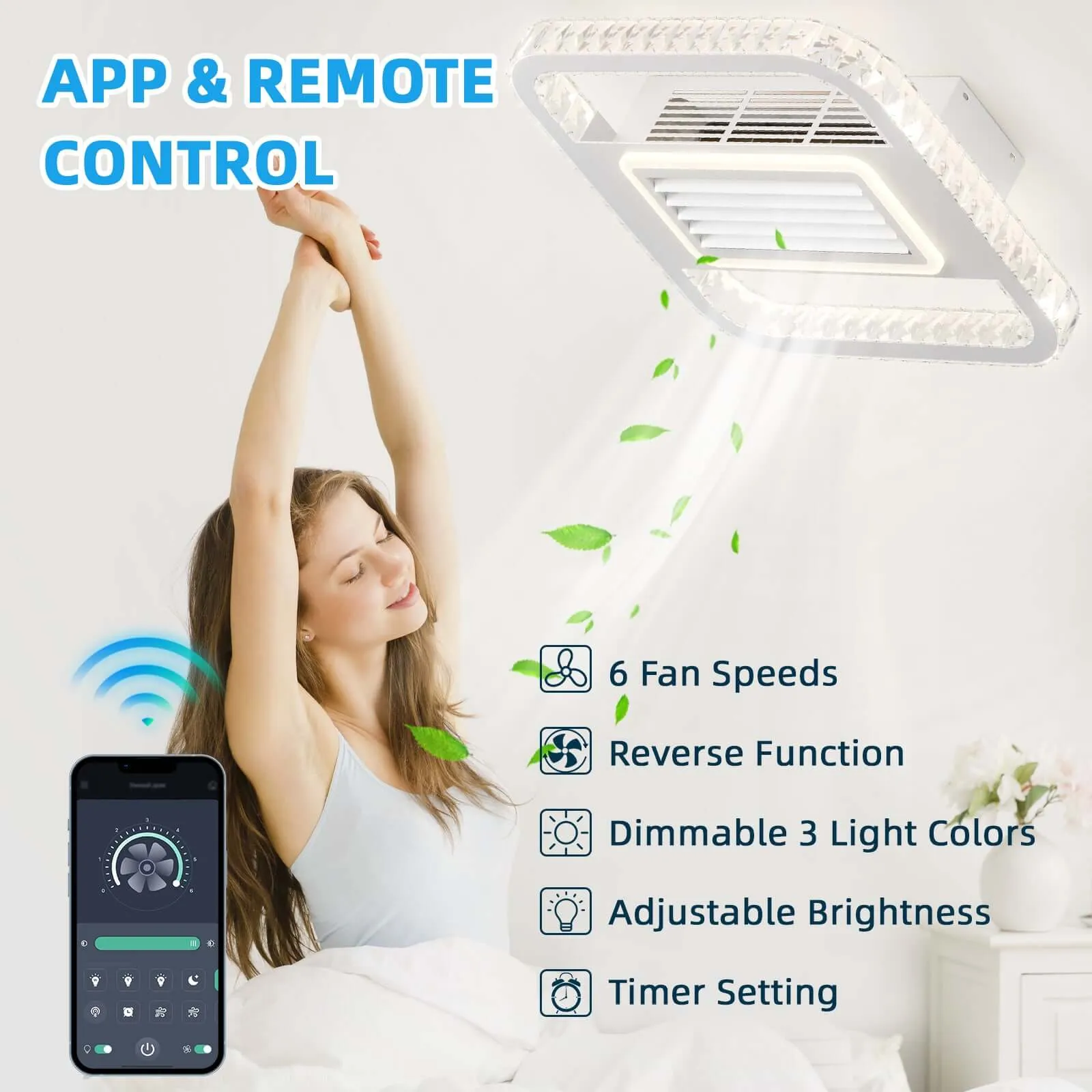 21 Modern Leafless Ceiling Fan - Remote & Washable