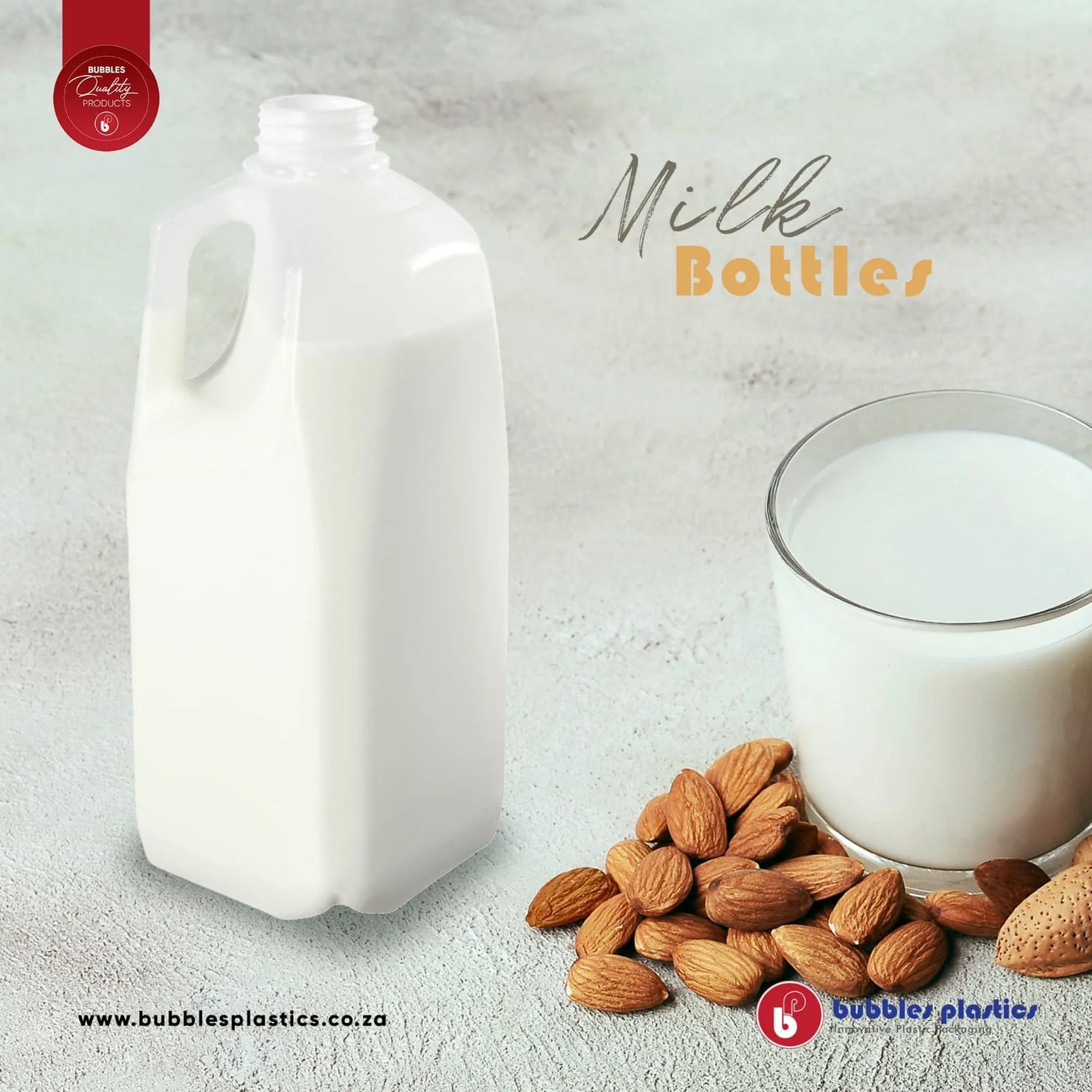 2L Plastic Milk Jug Bottle Natural with Lid