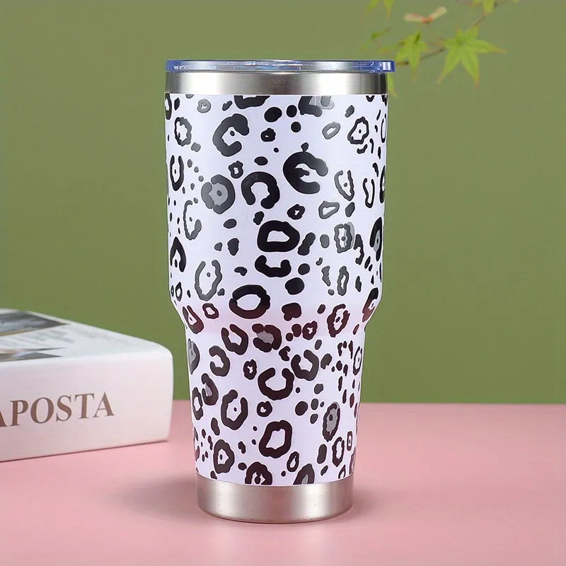 30oz Colors Leopard Stainless Steel Thermal Tumbler, Stanly Car Cups, Portable Drinking Cups, For Car, Home, Office, Summer Drinkware, Travel Accessories, Home Kitchen Items, Birthday Gifts