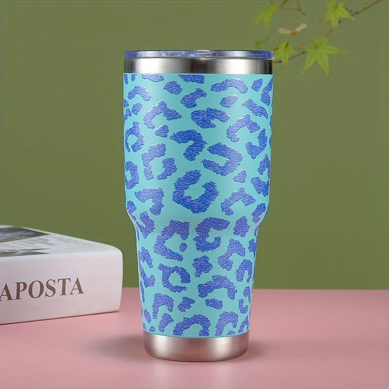 30oz Colors Leopard Stainless Steel Thermal Tumbler, Stanly Car Cups, Portable Drinking Cups, For Car, Home, Office, Summer Drinkware, Travel Accessories, Home Kitchen Items, Birthday Gifts