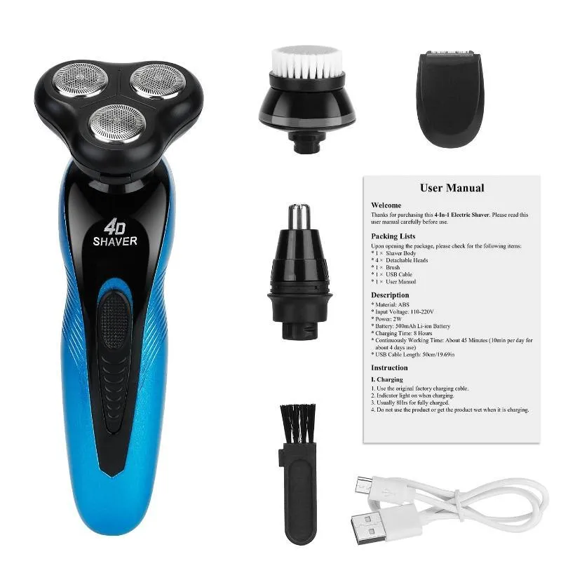 4 In 1Electric Shaver for Men IPX7 Waterproof