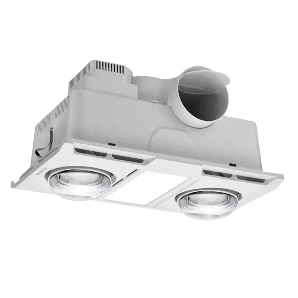 460 m³/hr Profile Panel 2 Heater Exhaust Fan w/ 12W LED Light in White