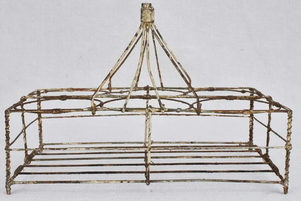 6 bottle antique French wire bottle carrier