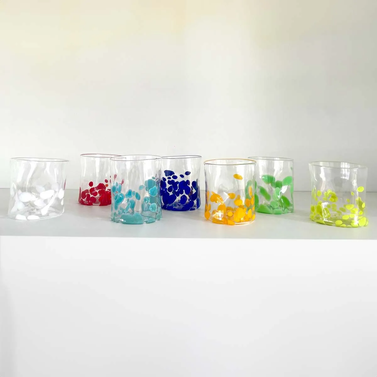 6 Goti Tumblers Multicolor, Murano blown glass