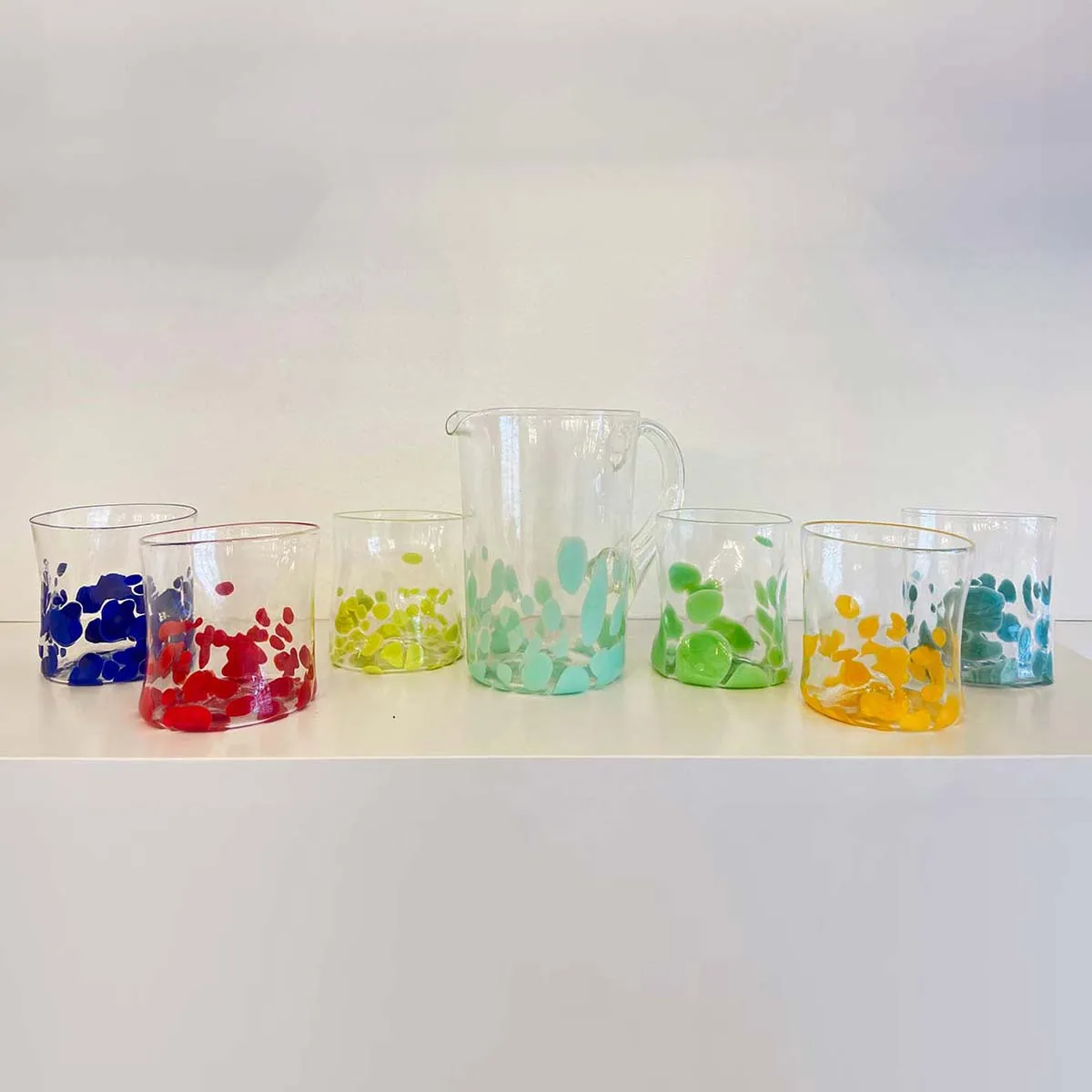 6 Goti Tumblers Multicolor, Murano blown glass