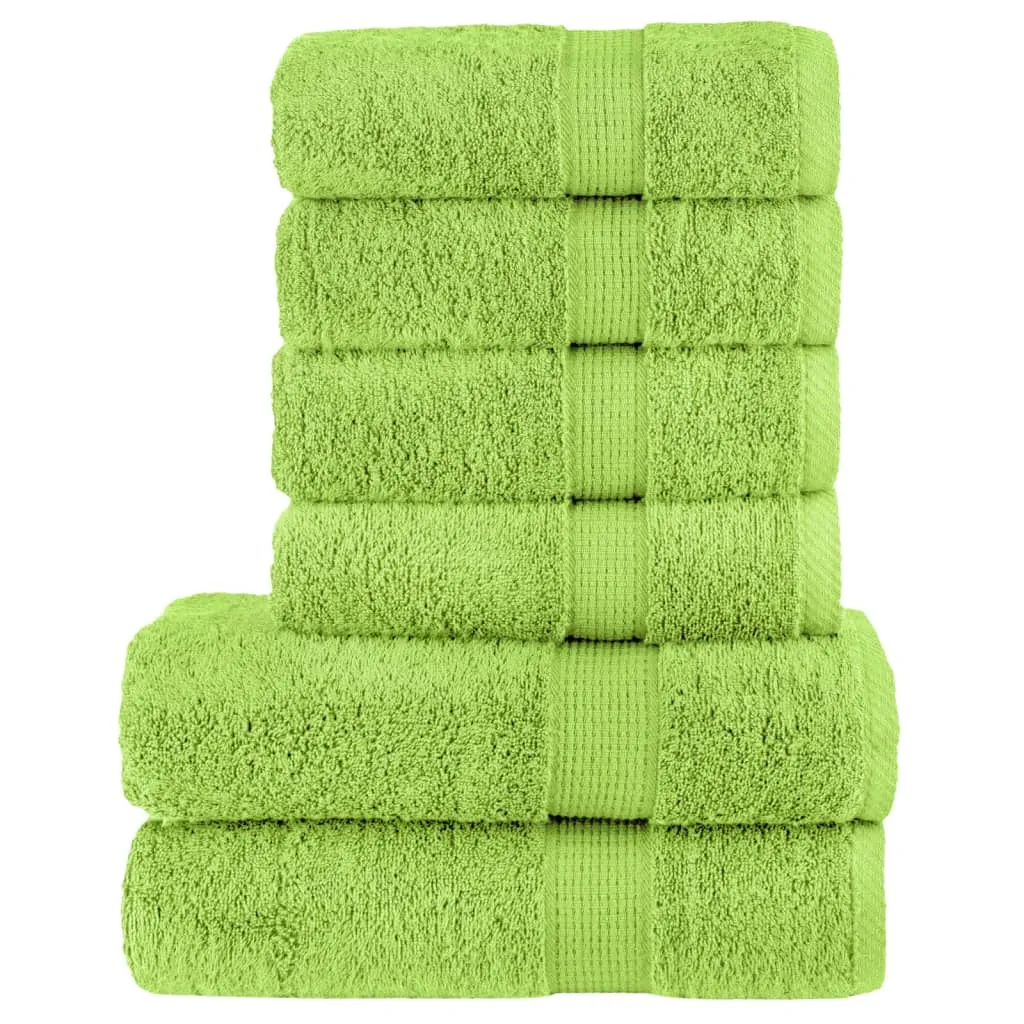 6 Piece Premium Towel Set Apple Green 600 gsm 100% Cotton