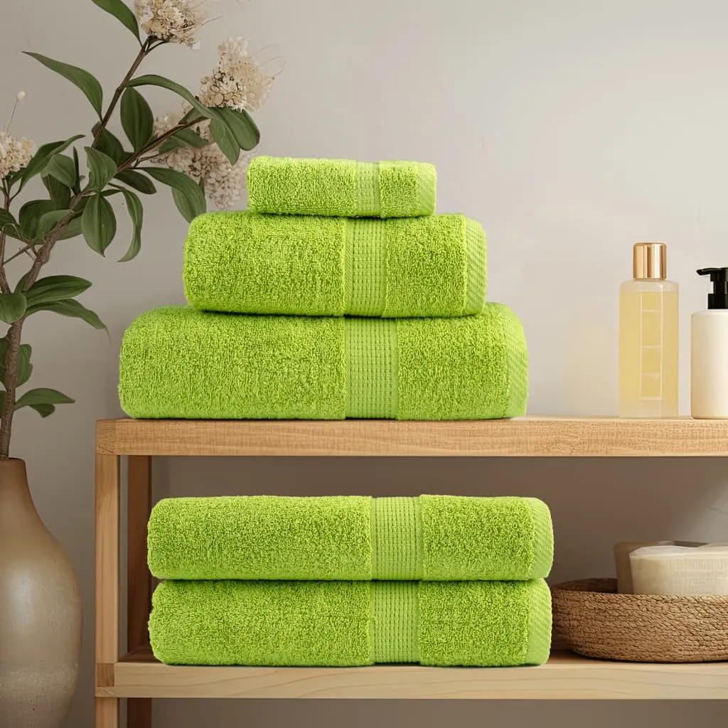 6 Piece Premium Towel Set Apple Green 600 gsm 100% Cotton