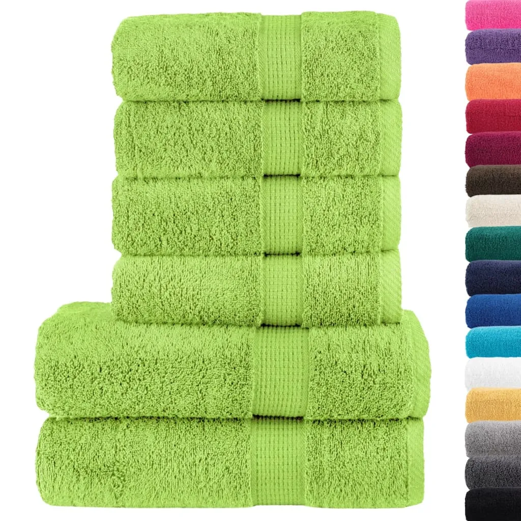 6 Piece Premium Towel Set Apple Green 600 gsm 100% Cotton