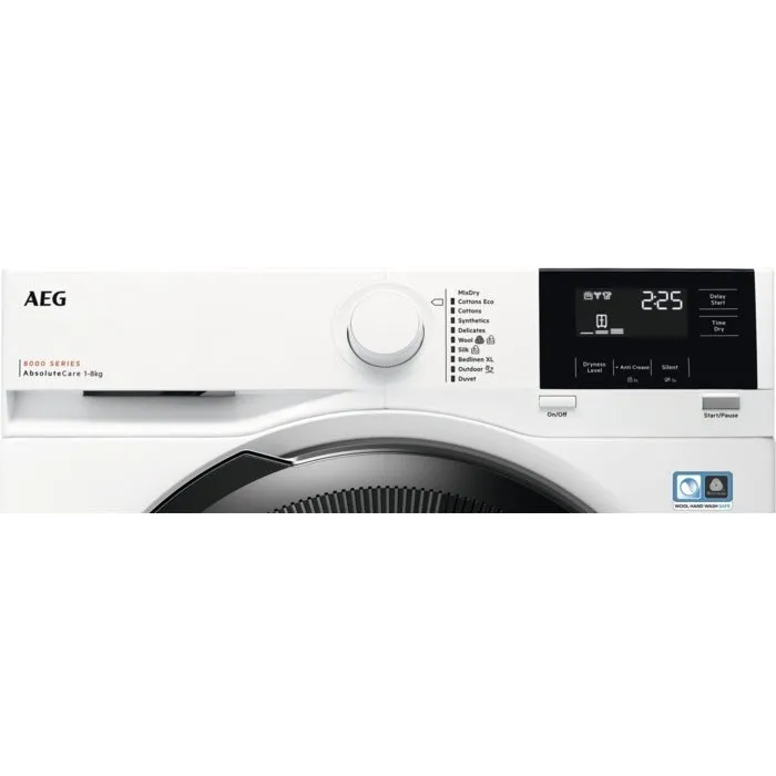 AEG TR818P4B Heat Pump Tumble Dryer, 8kg, White, A   Rated