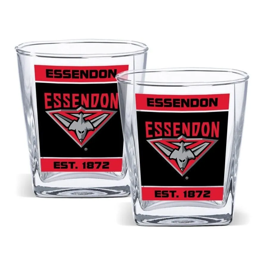 AFL Spirit Glass Set - Essendon Bombers - 250ml Cup - Set Of Two