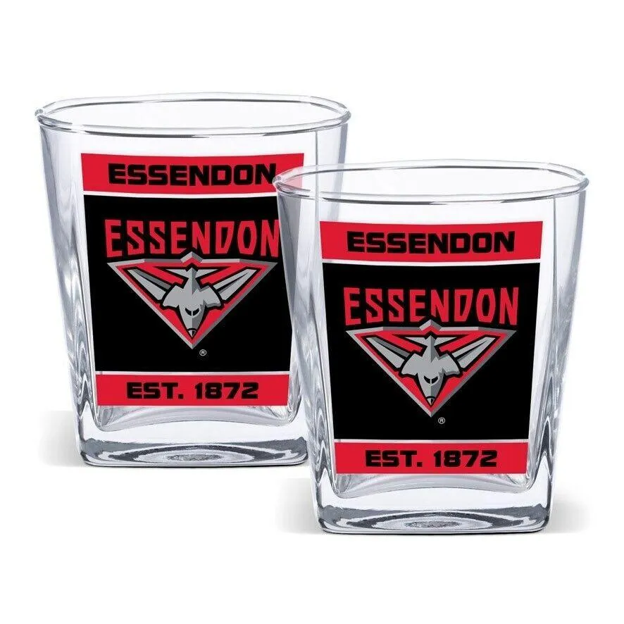 AFL Spirit Glass Set - Essendon Bombers - 250ml Cup - Set Of Two