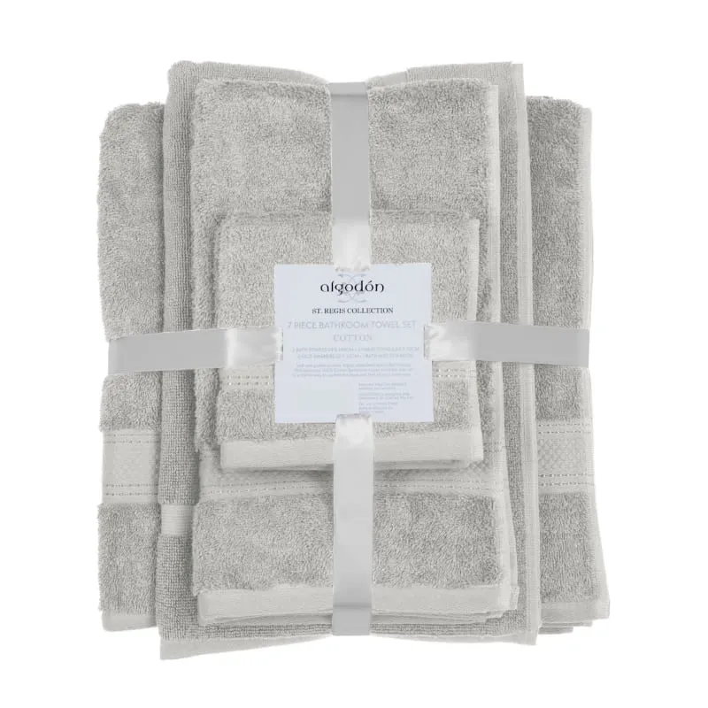 Algodon St Regis Collection 7 Piece Silver Towel Pack