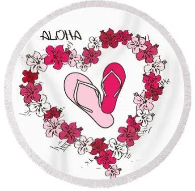 Aloha Slippahs Round Beach Towel