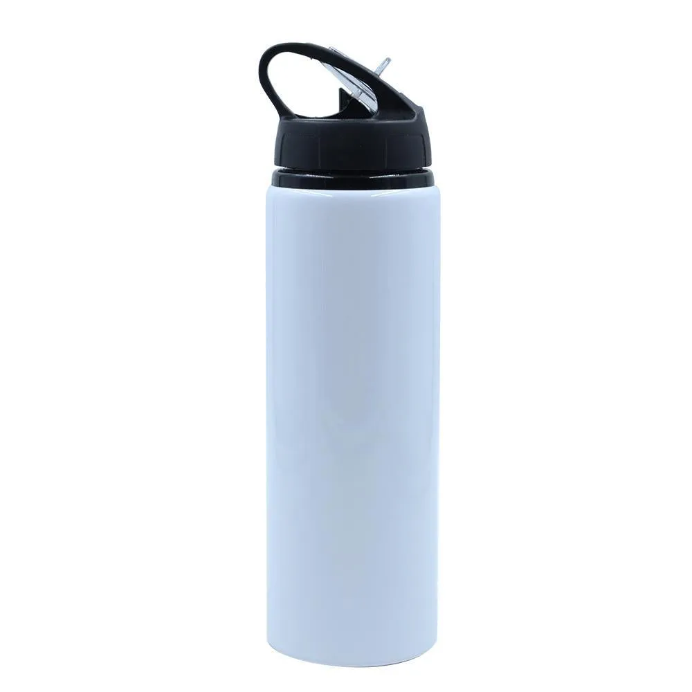 Aluminium Straw Water Bottle 500ml White