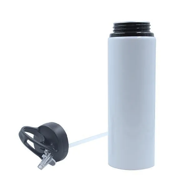 Aluminium Straw Water Bottle 500ml White