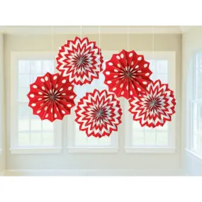 Apple Red Fan Decorations Printed Paper 8in 5pk