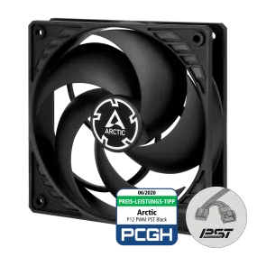 ARCTIC P12 PWM PST A-RGB 0dB 3 pcs value pack Black 120mm Case Fan