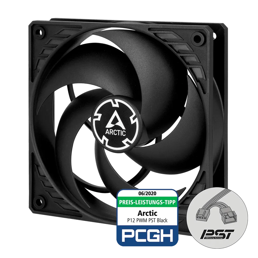 ARCTIC P12 PWM PST A-RGB 0dB 3 pcs value pack Black 120mm Case Fan