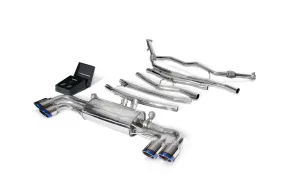 ARMYTRIX Stainless Steel Valvetronic Catback Exhaust System Quad Blue Coated Tips Porsche Cayenne S 2.9L V6 TT 2019-2020