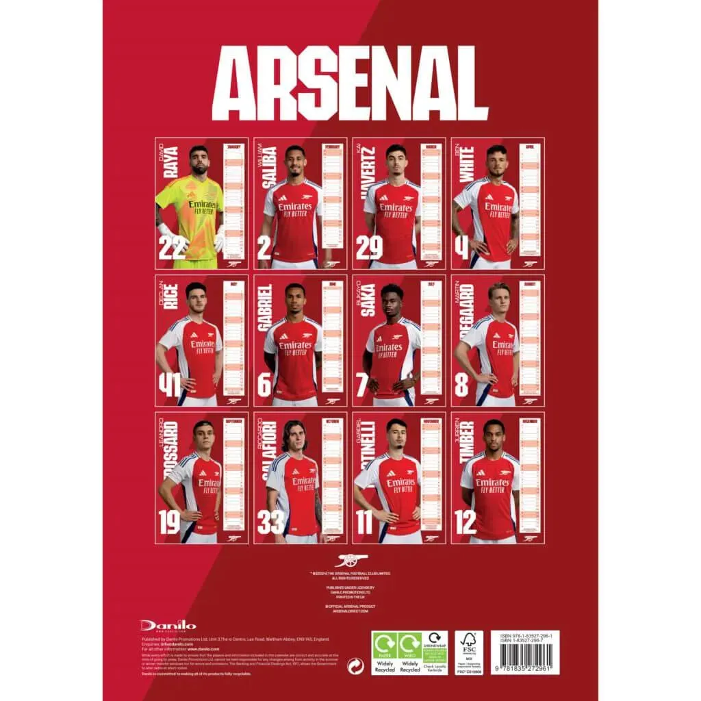 Arsenal 2025 Official Calendar