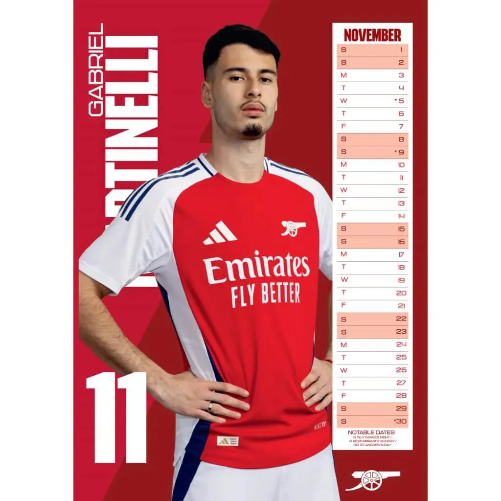 Arsenal 2025 Official Calendar