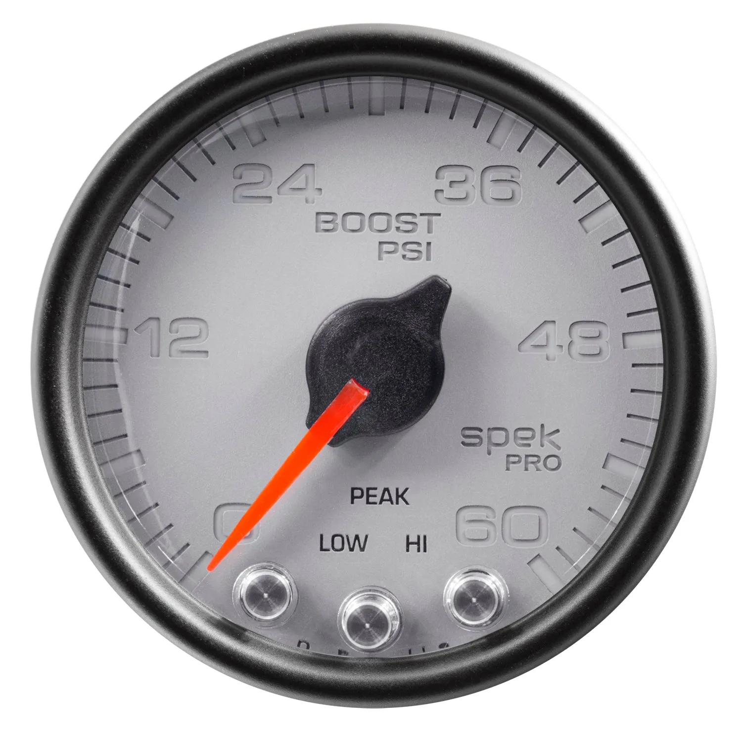 AutoMeter P30422 GAUGE; BOOST; 2 1/16in.; 60PSI; STEPPER MOTOR W/PEAK/WARN; SLVR/BLK; SPEK-PRO