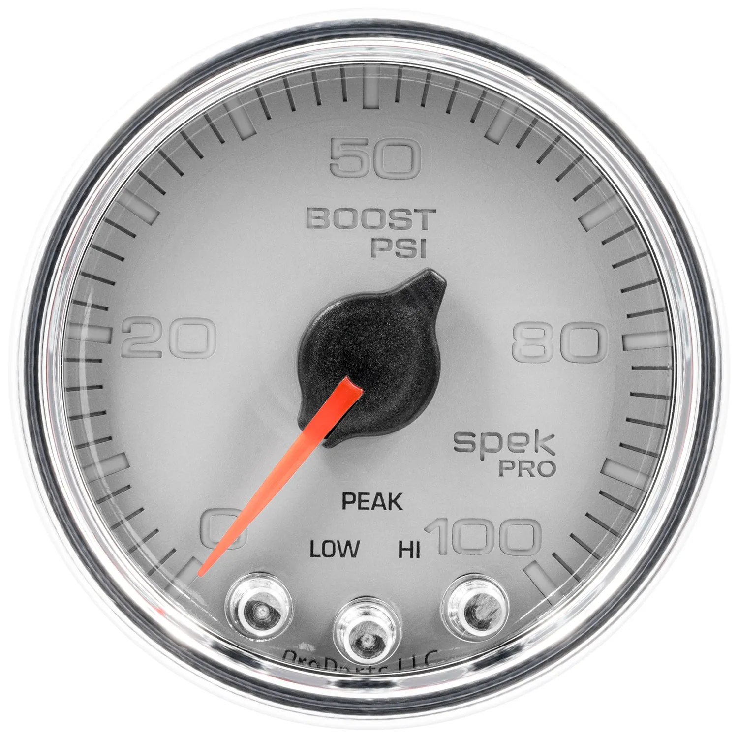 AutoMeter P30521 GAUGE; BOOST; 2 1/16in.; 100PSI; STEPPER MOTOR W/PEAK/WARN; SLVR/CHRM; SPEK-PRO