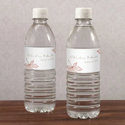 Autumn Leaf Water Bottle Label Willow Green