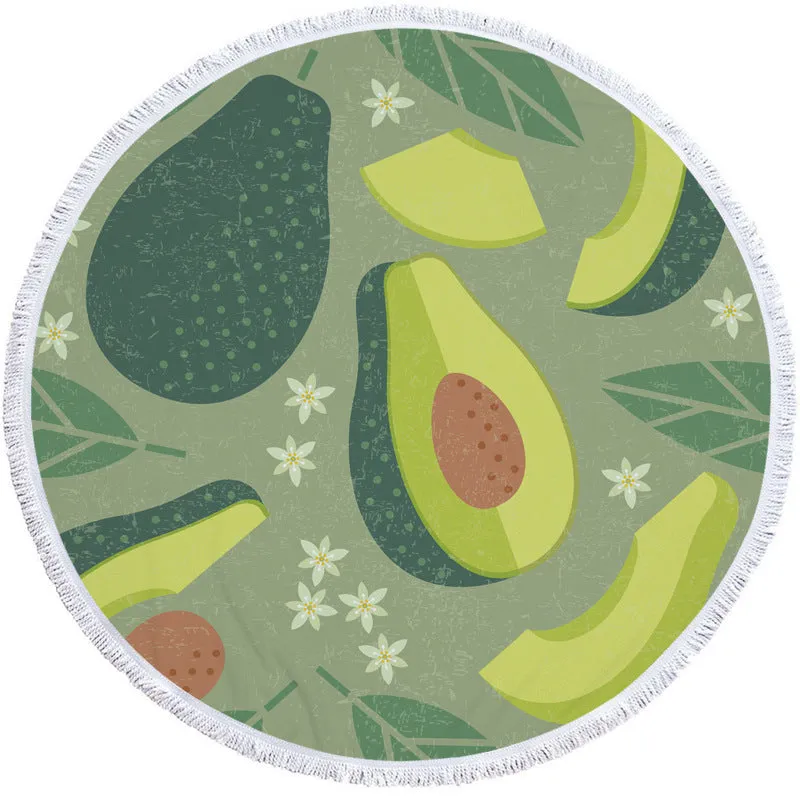 Avocado round beach towel