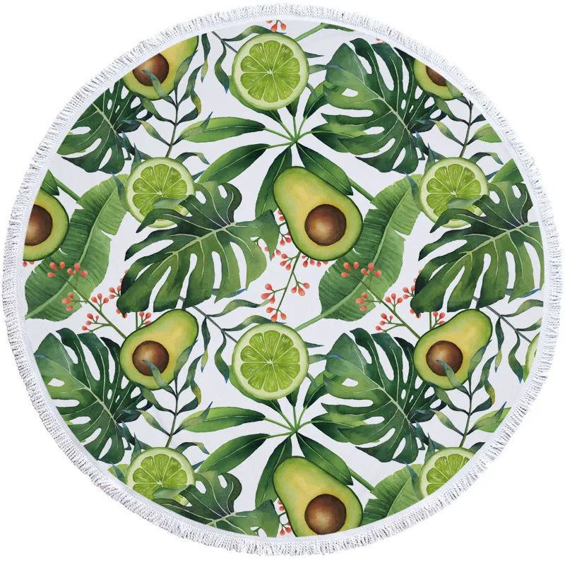 Avocado round beach towel