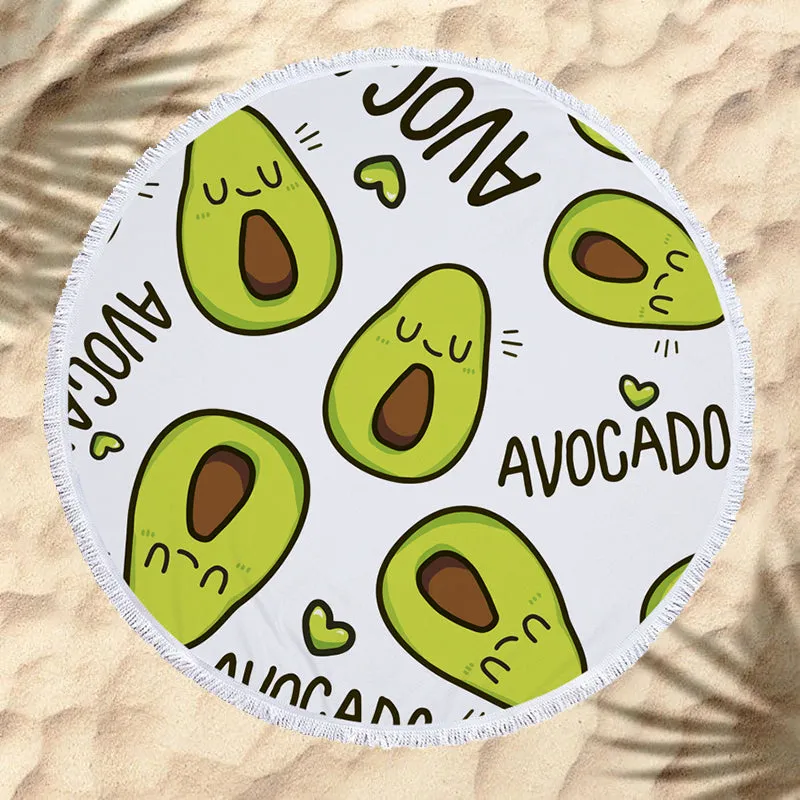 Avocado round beach towel