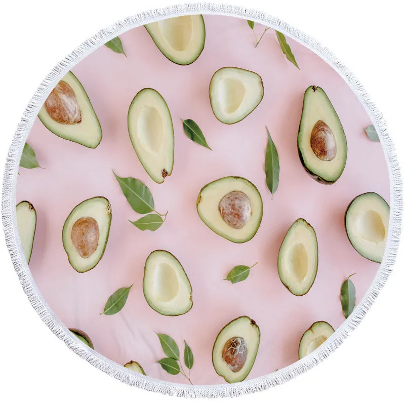 Avocado round beach towel