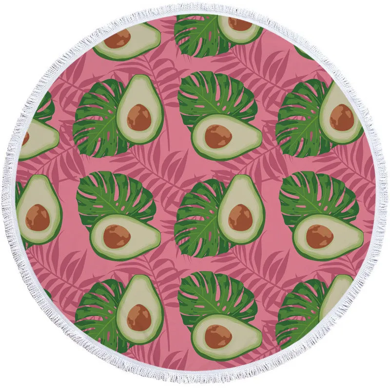 Avocado round beach towel