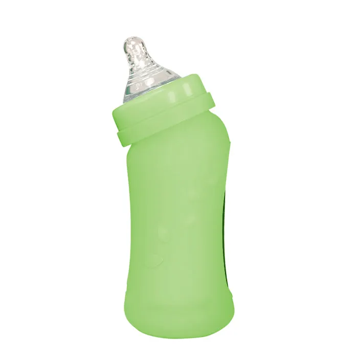 Baby Bottle made from Glass w Silicone Cover-8oz-Green-0mo 