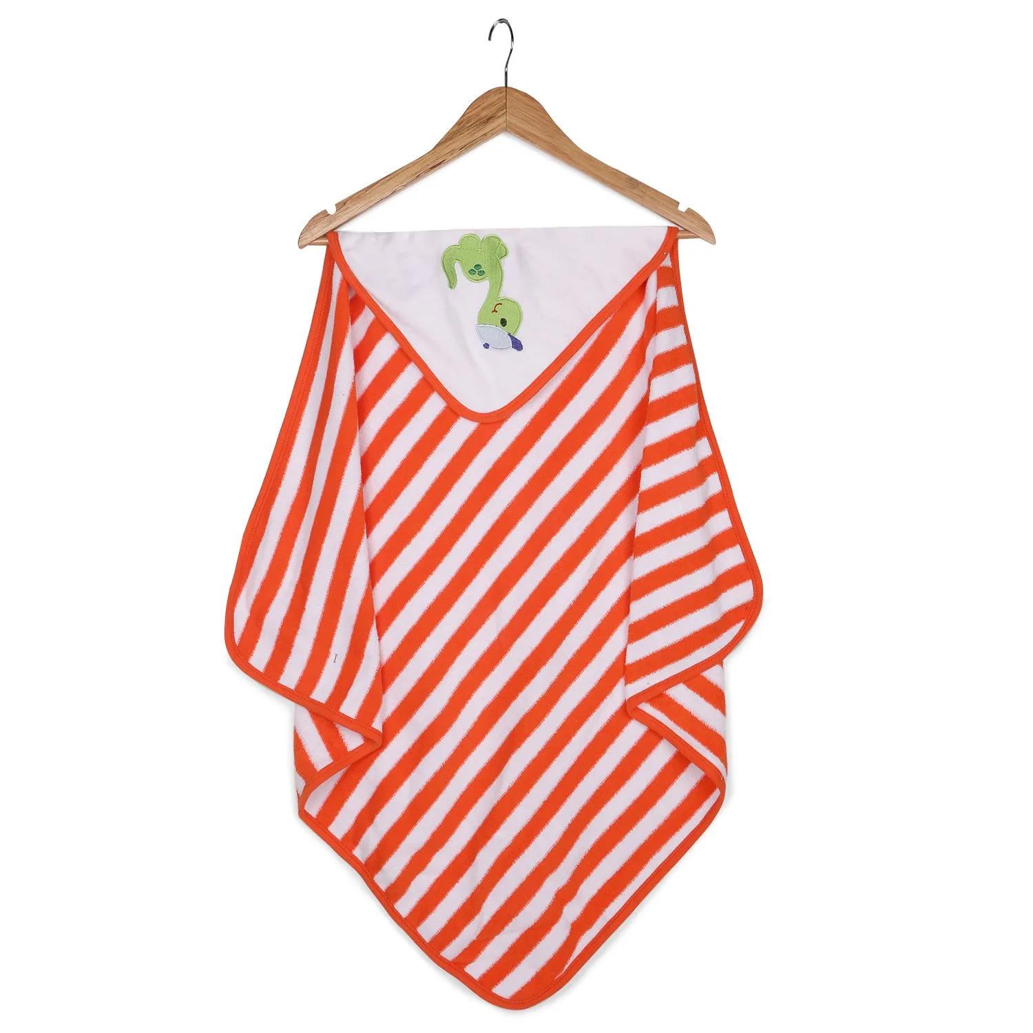 Baby Hooded Towel - Modern Stripes - Orange/White