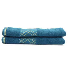 Bath Towel Greek Border - Navy Blue