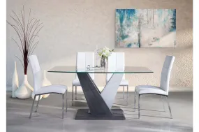 Baxter Pedestal 5 Piece Dining Set with White Chairs