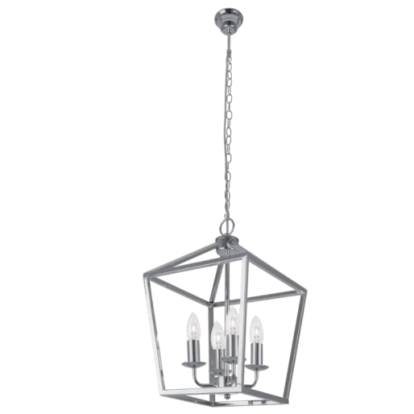 Birdcage Metal and Glass Pendant Light Chrome