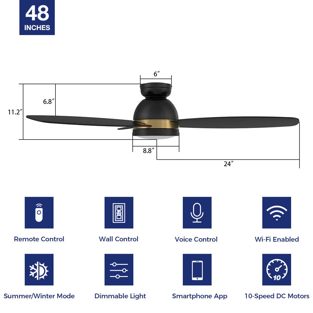 Biscay Ⅱ Low Profile Smart Fan with LED Light Remote Outdoor/indoor 48"